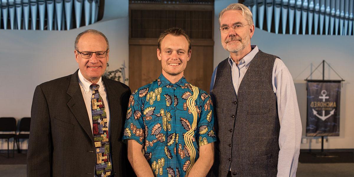 Dr. Jack Shultz, Sam Fluegge, and President Krueger